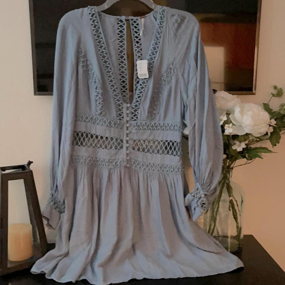 FREE PEOPLE Blue I Think I Love You Dress NEW